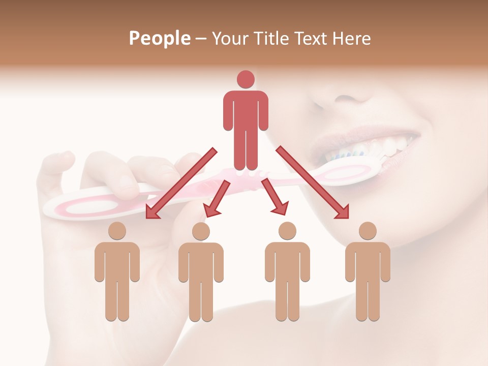A Woman Brushing Her Teeth With A Pink Toothbrush PowerPoint Template