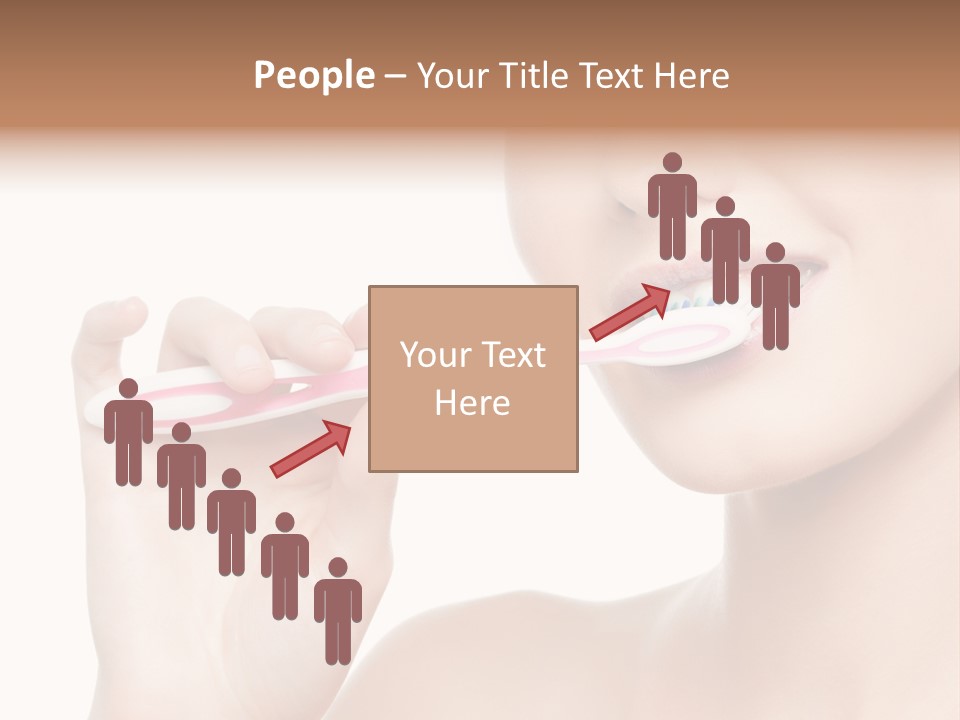 A Woman Brushing Her Teeth With A Pink Toothbrush PowerPoint Template