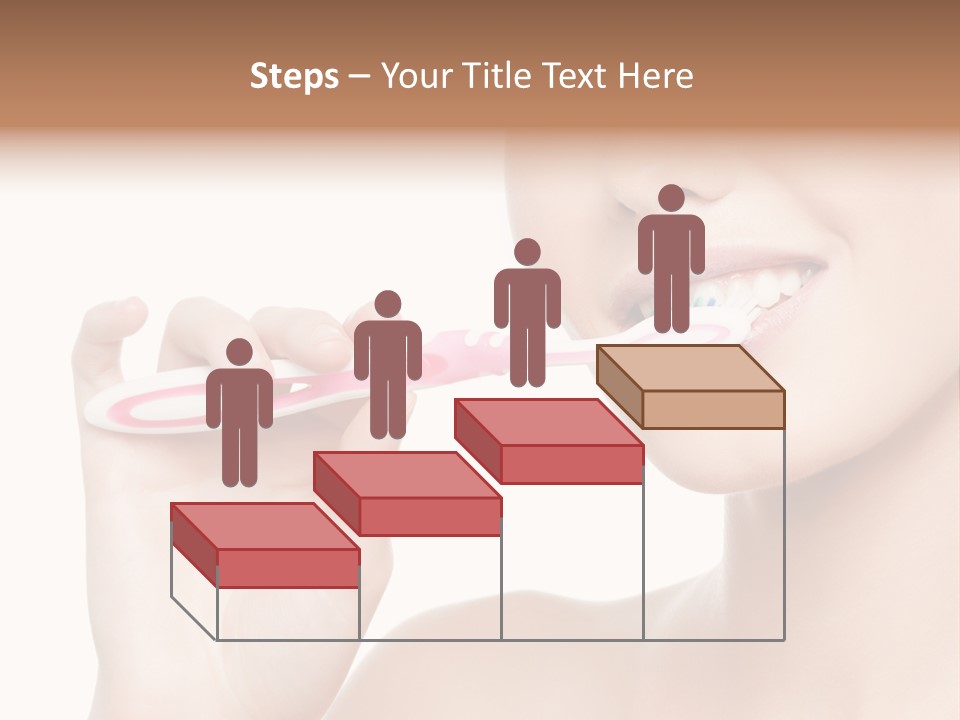 A Woman Brushing Her Teeth With A Pink Toothbrush PowerPoint Template