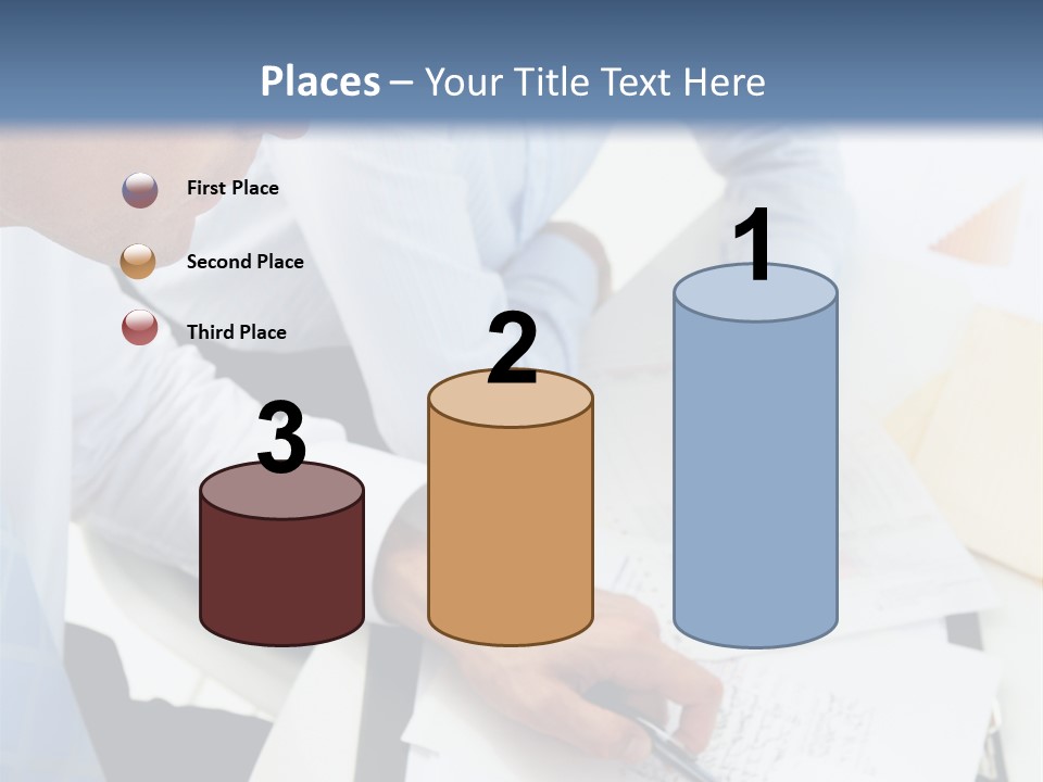 A Couple Of People Sitting At A Table With Papers PowerPoint Template