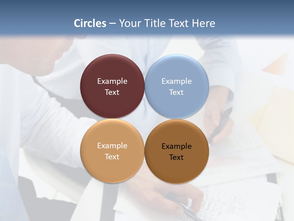 A Couple Of People Sitting At A Table With Papers PowerPoint Template