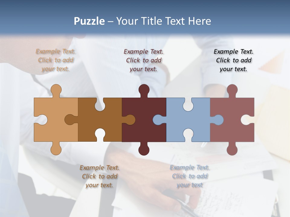 A Couple Of People Sitting At A Table With Papers PowerPoint Template