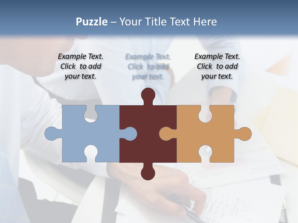 A Couple Of People Sitting At A Table With Papers PowerPoint Template