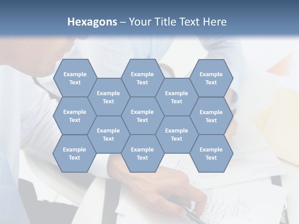 A Couple Of People Sitting At A Table With Papers PowerPoint Template