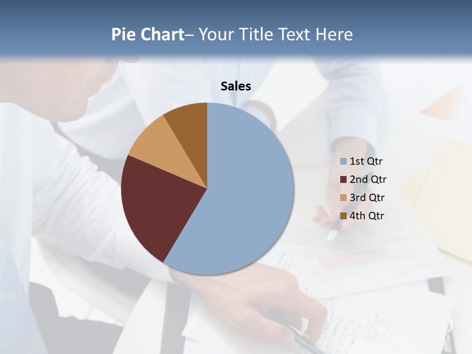 A Couple Of People Sitting At A Table With Papers PowerPoint Template