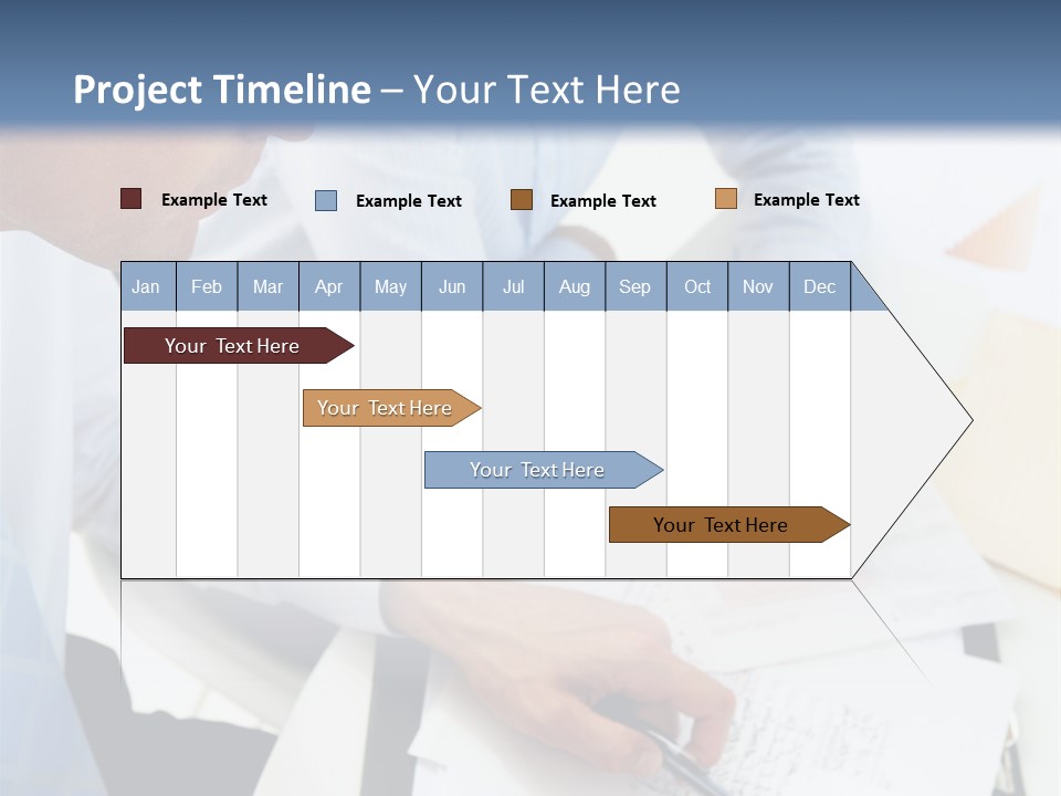 A Couple Of People Sitting At A Table With Papers PowerPoint Template