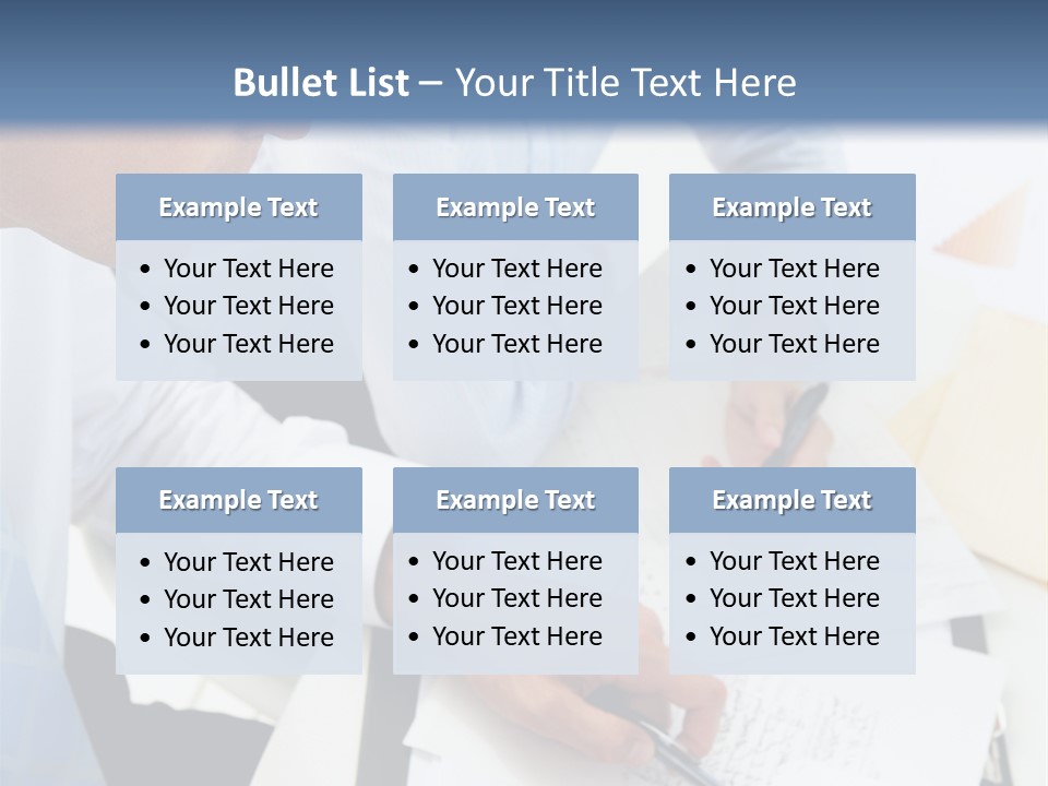 A Couple Of People Sitting At A Table With Papers PowerPoint Template
