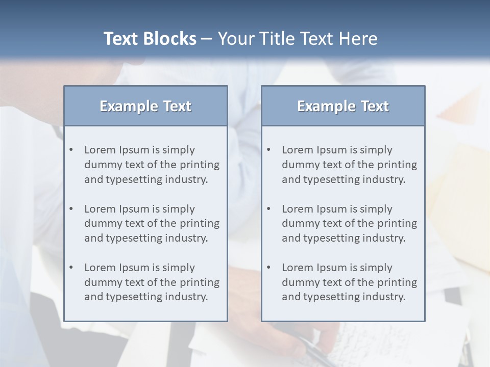 A Couple Of People Sitting At A Table With Papers PowerPoint Template