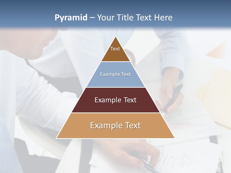 A Couple Of People Sitting At A Table With Papers PowerPoint Template