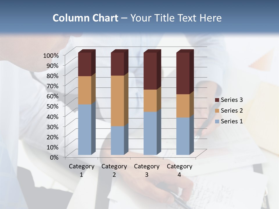 A Couple Of People Sitting At A Table With Papers PowerPoint Template