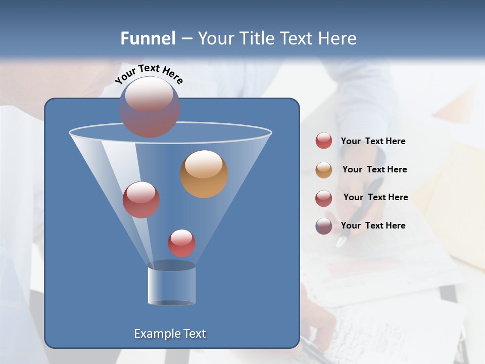 A Couple Of People Sitting At A Table With Papers PowerPoint Template