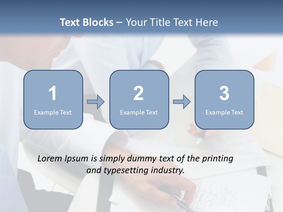 A Couple Of People Sitting At A Table With Papers PowerPoint Template