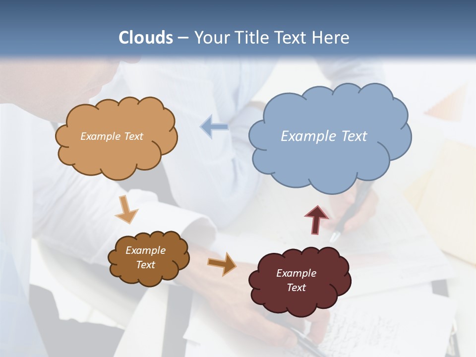 A Couple Of People Sitting At A Table With Papers PowerPoint Template