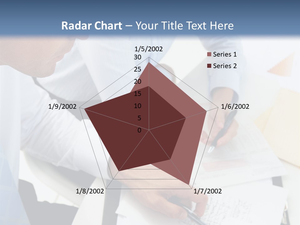 A Couple Of People Sitting At A Table With Papers PowerPoint Template