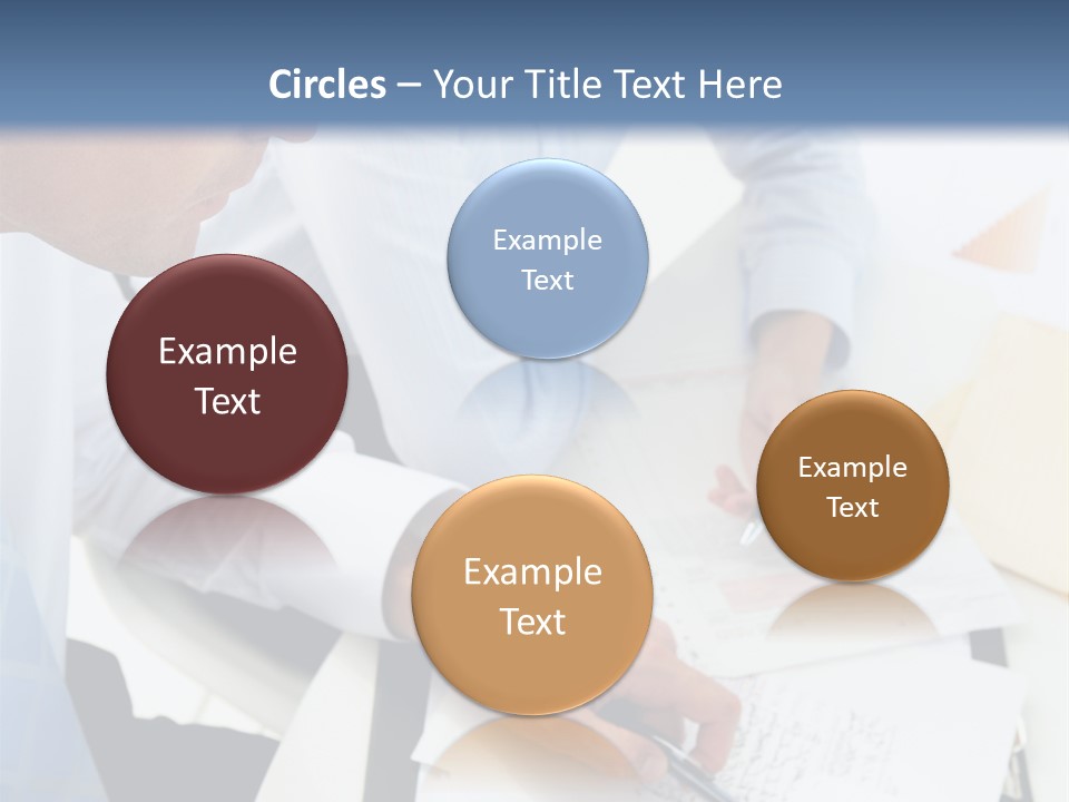 A Couple Of People Sitting At A Table With Papers PowerPoint Template