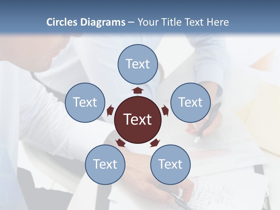 A Couple Of People Sitting At A Table With Papers PowerPoint Template