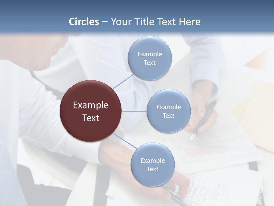 A Couple Of People Sitting At A Table With Papers PowerPoint Template