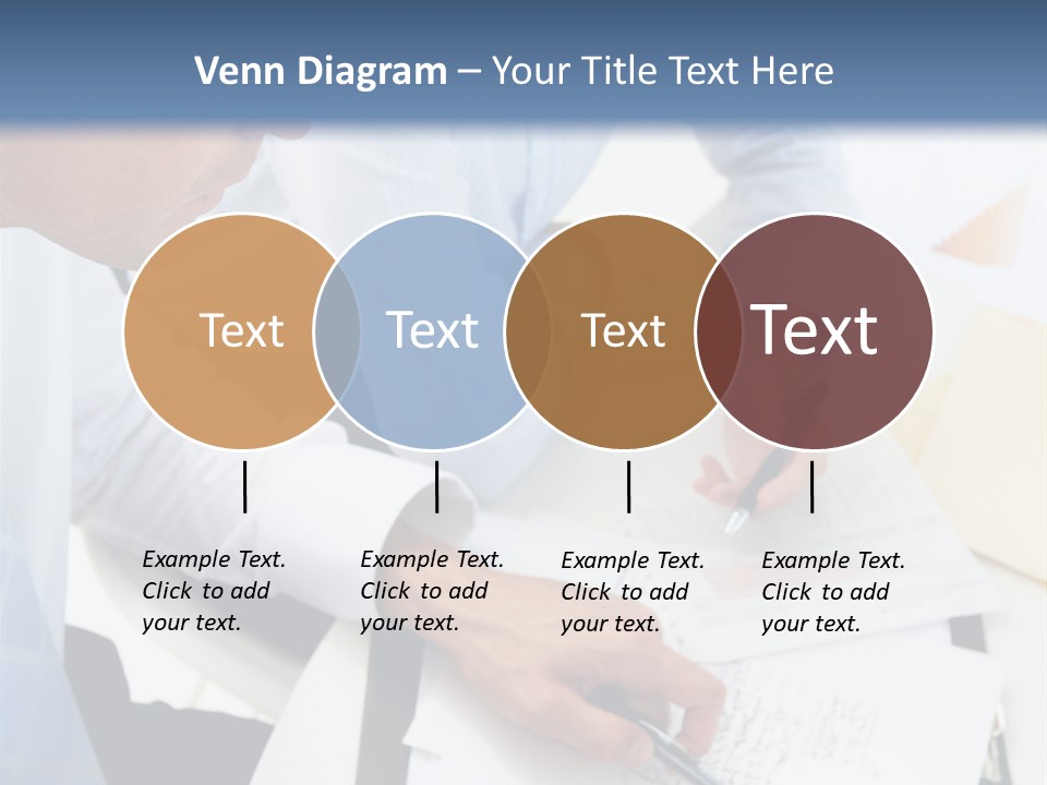 A Couple Of People Sitting At A Table With Papers PowerPoint Template