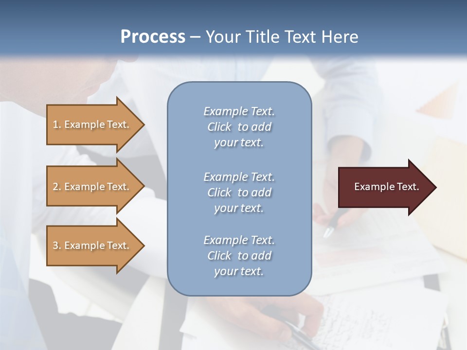 A Couple Of People Sitting At A Table With Papers PowerPoint Template