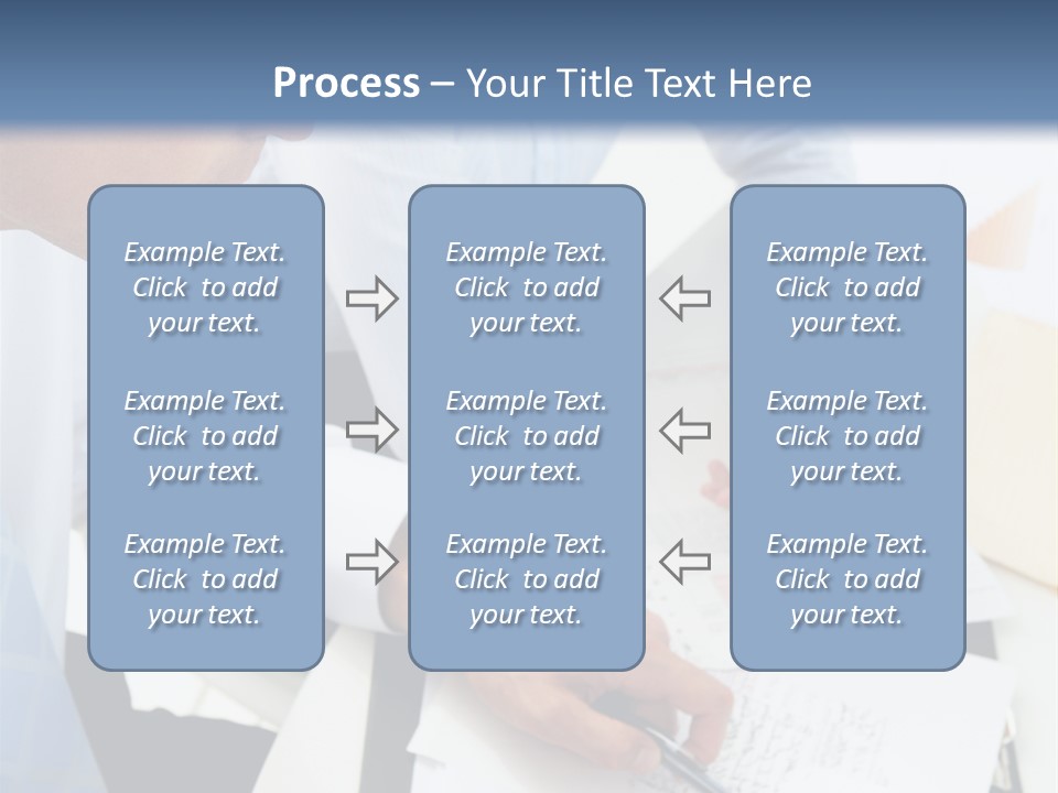 A Couple Of People Sitting At A Table With Papers PowerPoint Template