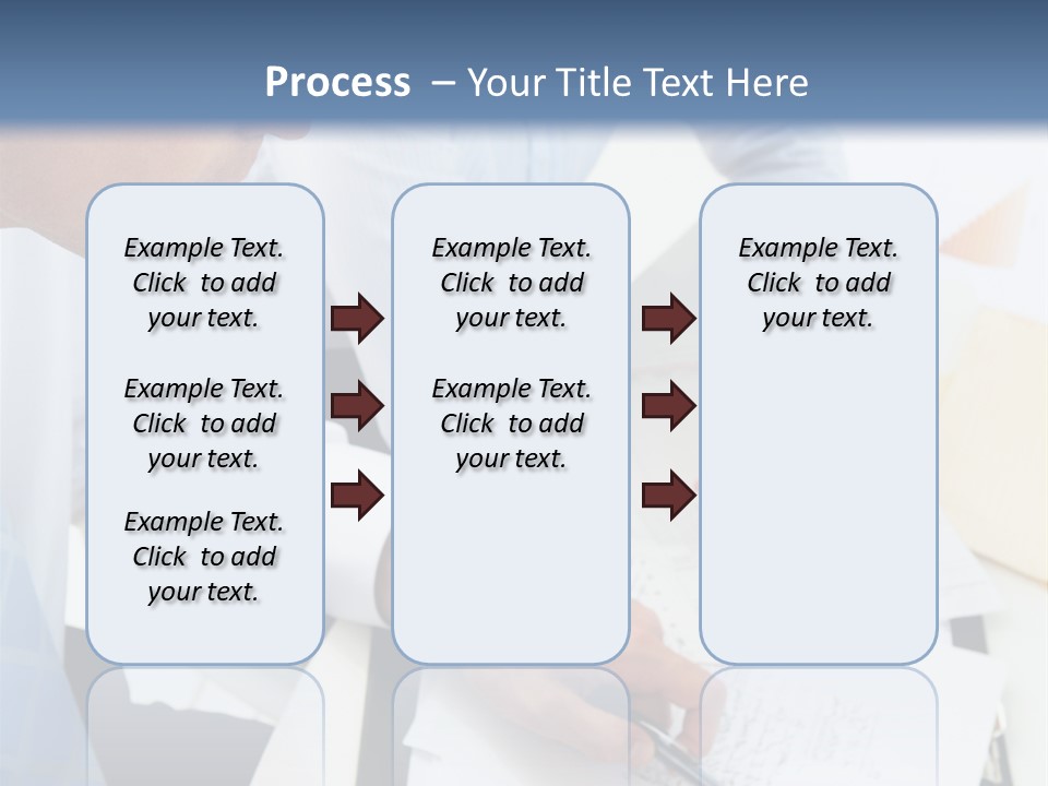 A Couple Of People Sitting At A Table With Papers PowerPoint Template