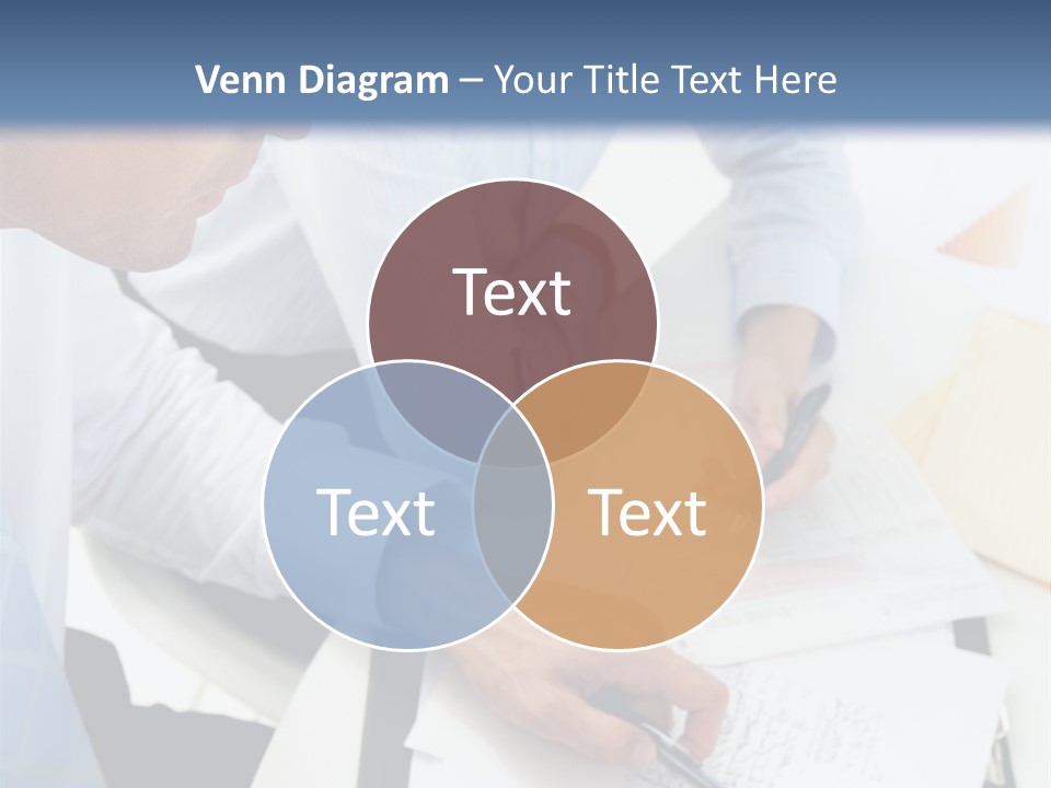 A Couple Of People Sitting At A Table With Papers PowerPoint Template