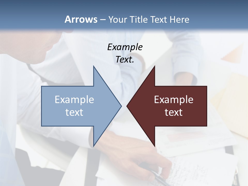 A Couple Of People Sitting At A Table With Papers PowerPoint Template