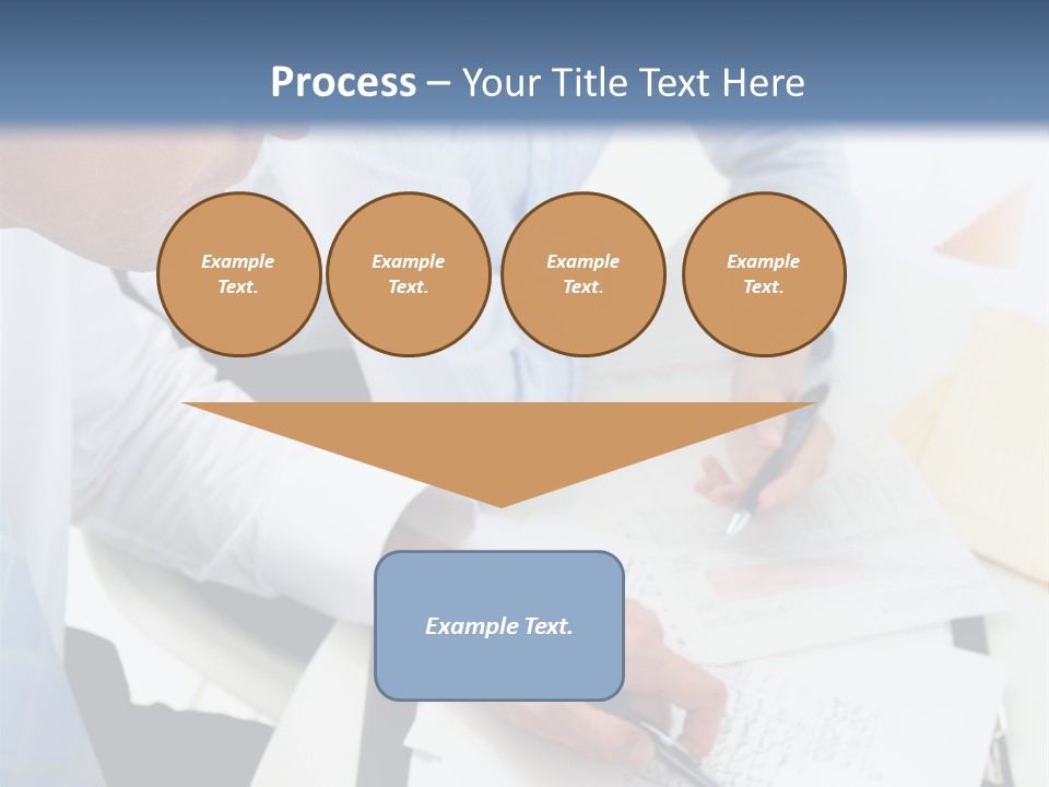 A Couple Of People Sitting At A Table With Papers PowerPoint Template