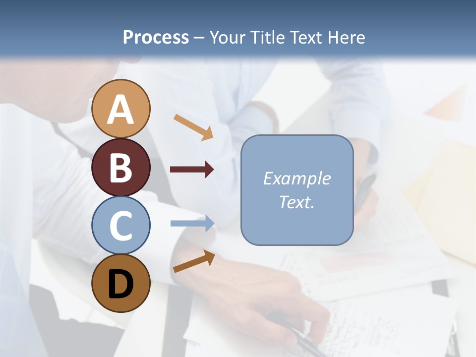 A Couple Of People Sitting At A Table With Papers PowerPoint Template