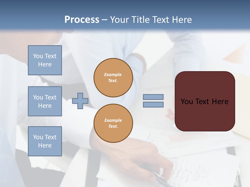 A Couple Of People Sitting At A Table With Papers PowerPoint Template