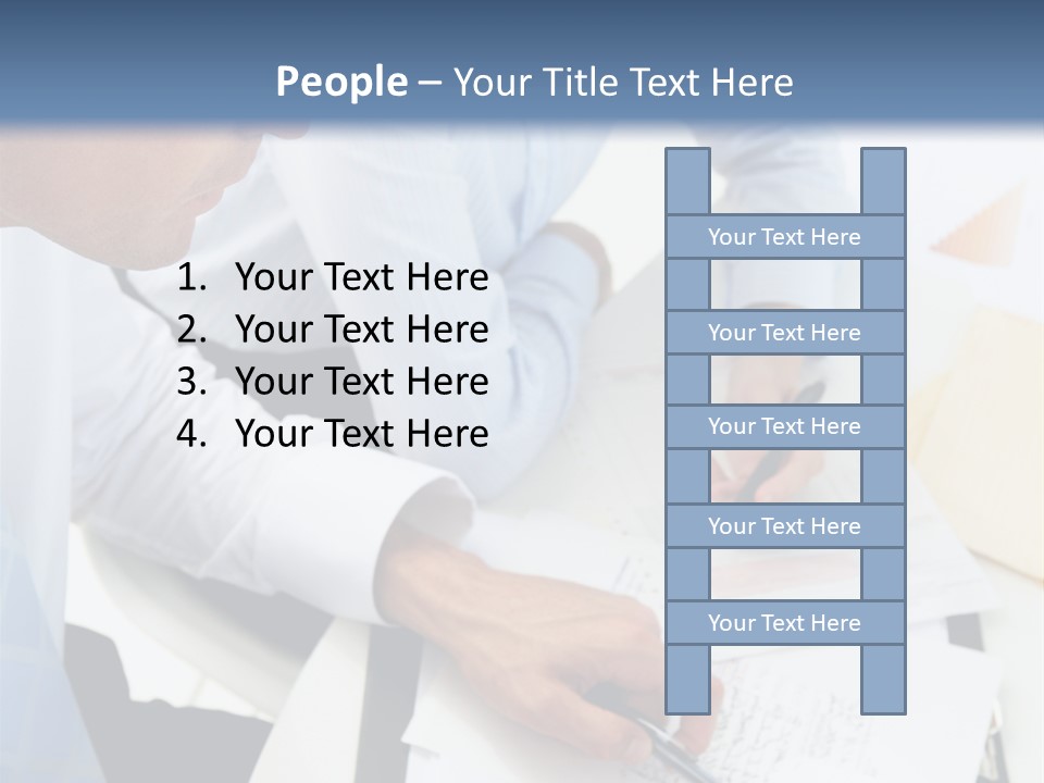 A Couple Of People Sitting At A Table With Papers PowerPoint Template