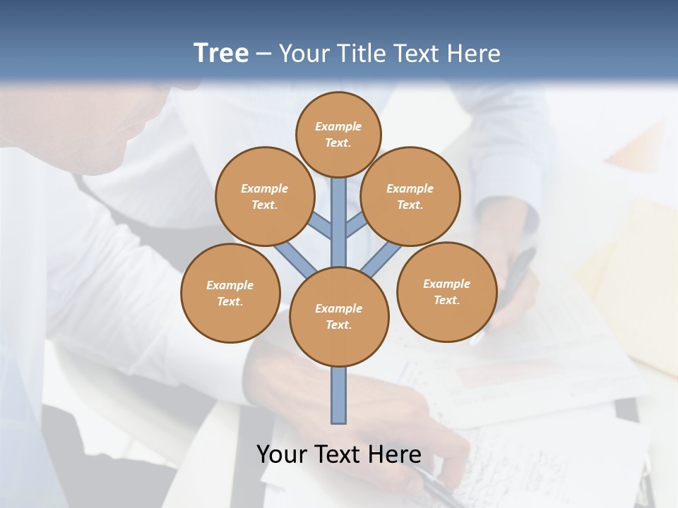 A Couple Of People Sitting At A Table With Papers PowerPoint Template