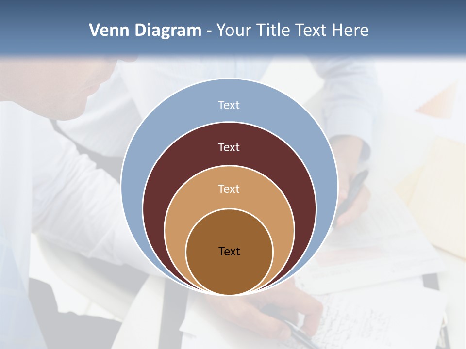 A Couple Of People Sitting At A Table With Papers PowerPoint Template
