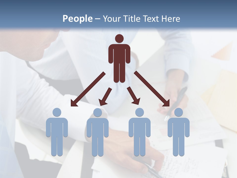 A Couple Of People Sitting At A Table With Papers PowerPoint Template