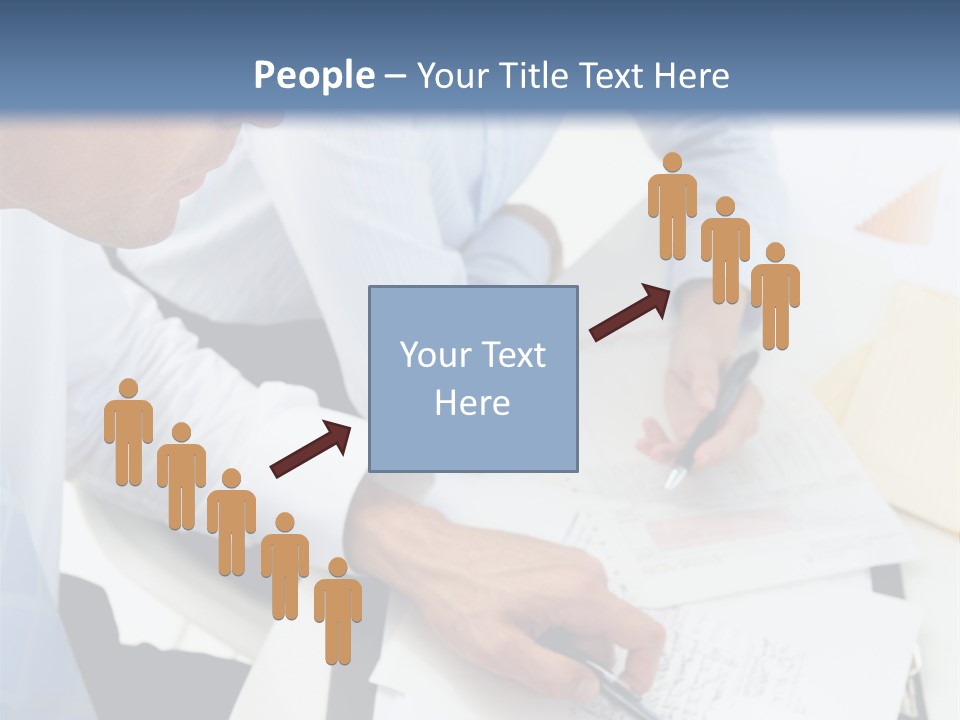 A Couple Of People Sitting At A Table With Papers PowerPoint Template