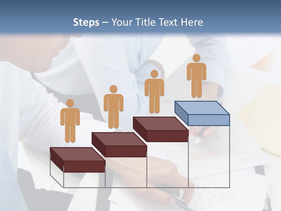 A Couple Of People Sitting At A Table With Papers PowerPoint Template