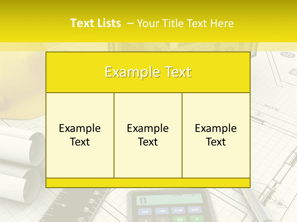 A House On Top Of A Blueprint With A Calculator And A Ruler PowerPoint Template