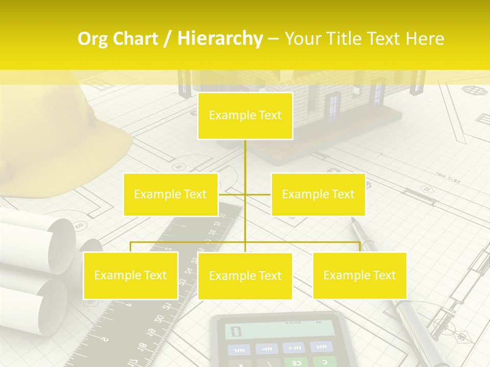 A House On Top Of A Blueprint With A Calculator And A Ruler PowerPoint Template