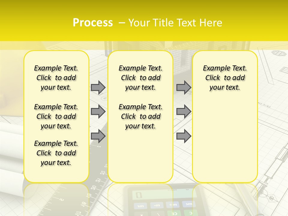 A House On Top Of A Blueprint With A Calculator And A Ruler PowerPoint Template
