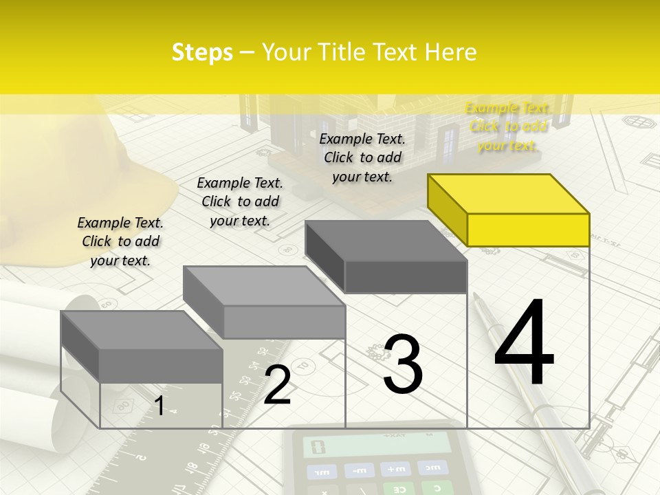A House On Top Of A Blueprint With A Calculator And A Ruler PowerPoint Template