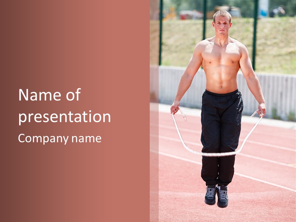 Action Muscular Build Caucasian PowerPoint Template