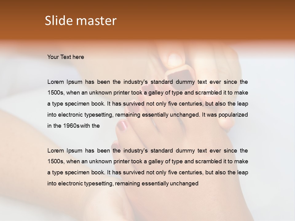 A Woman's Feet With A Red Manicure PowerPoint Template