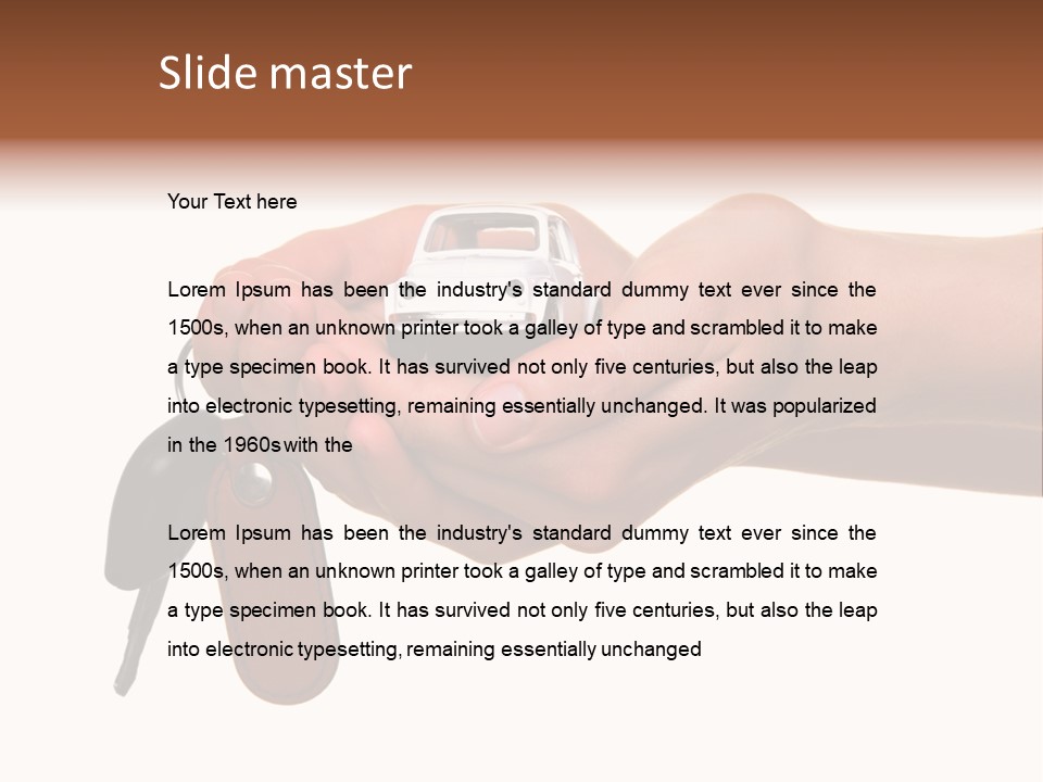 A Person Holding A Car Key In Their Hand PowerPoint Template