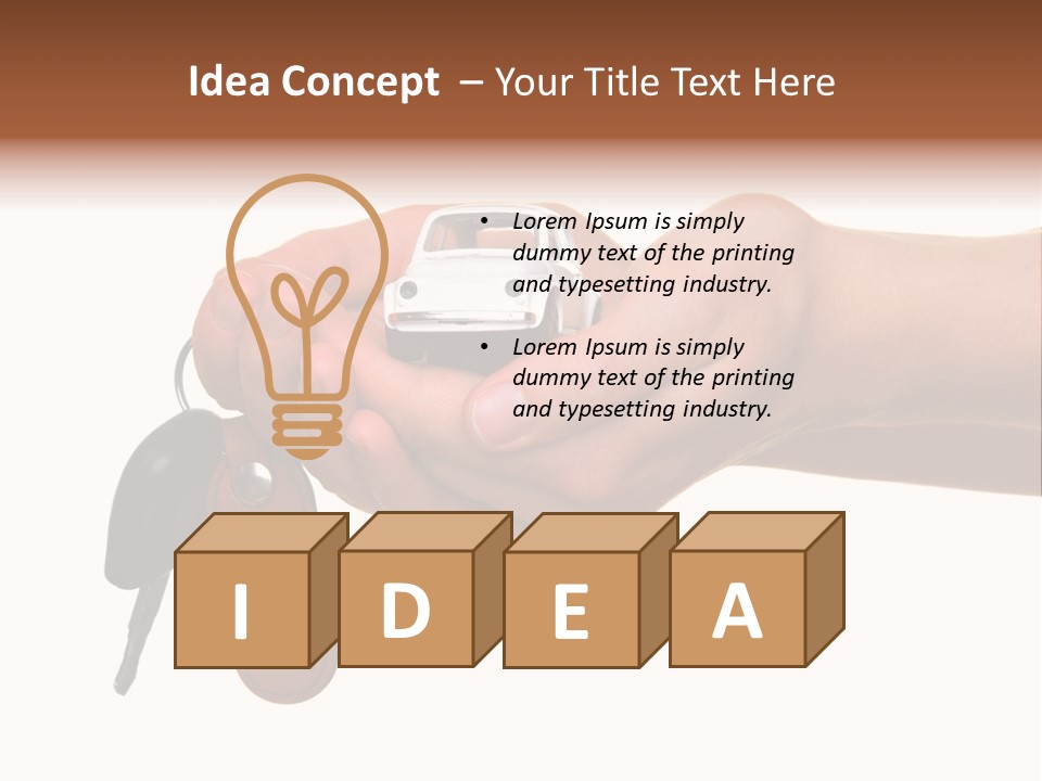 A Person Holding A Car Key In Their Hand PowerPoint Template