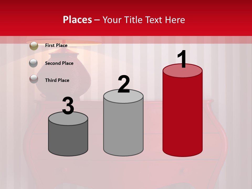 A Red Dresser With A Lamp On Top Of It PowerPoint Template