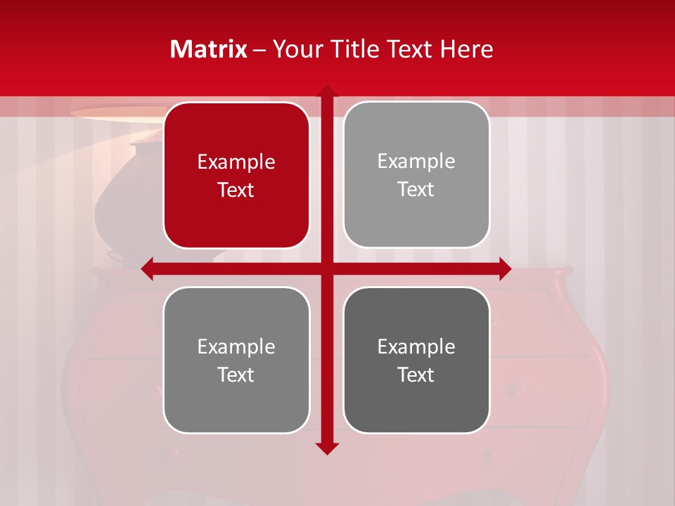 A Red Dresser With A Lamp On Top Of It PowerPoint Template