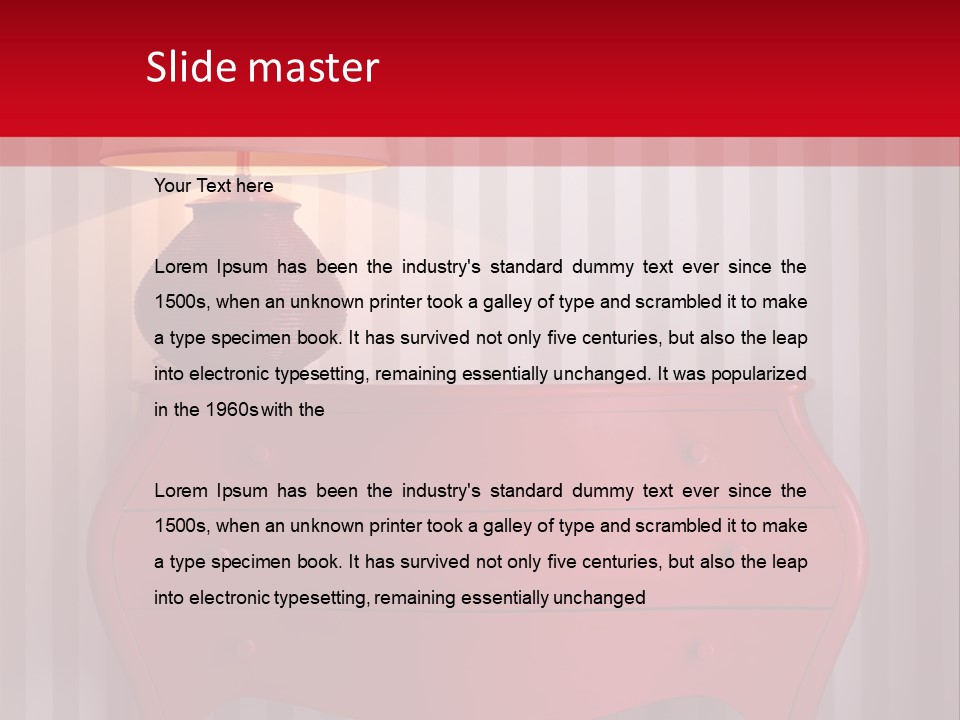A Red Dresser With A Lamp On Top Of It PowerPoint Template