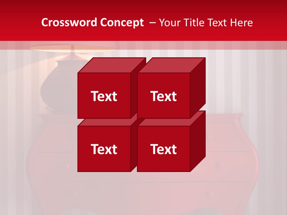 A Red Dresser With A Lamp On Top Of It PowerPoint Template