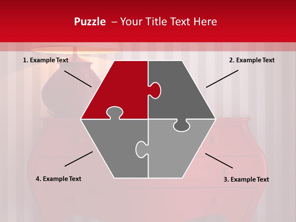 A Red Dresser With A Lamp On Top Of It PowerPoint Template