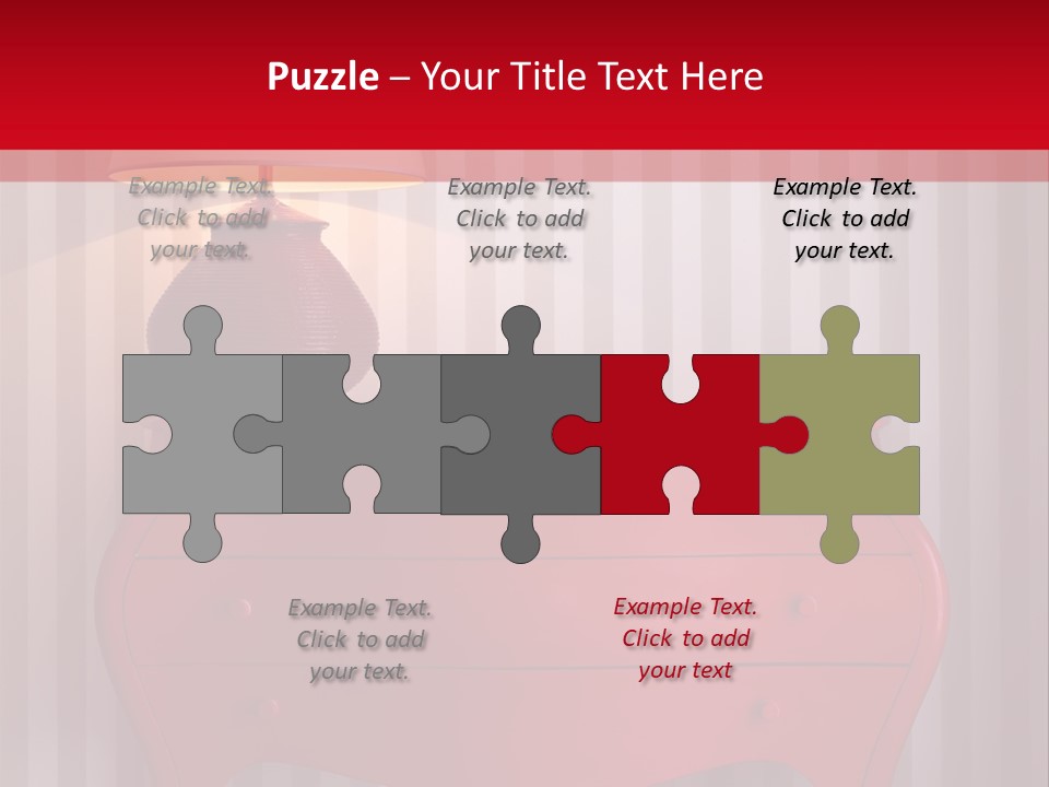 A Red Dresser With A Lamp On Top Of It PowerPoint Template